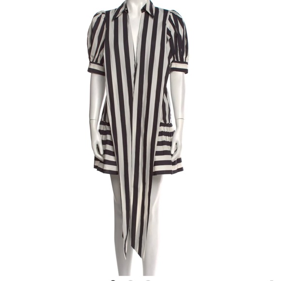FARM Rio Black and Cream Striped Mini Dress with Front Tie - Picture 11 of 11